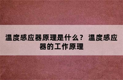 温度感应器原理是什么？ 温度感应器的工作原理